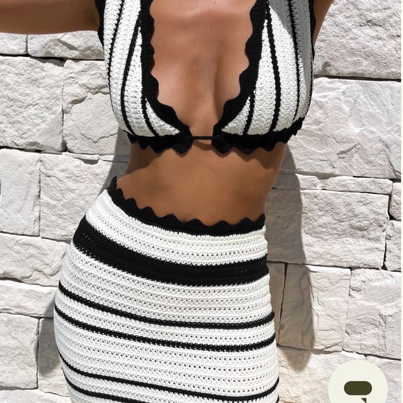 Meshki Dresses & Skirts - Meshki Jadia Black and White Crochet Two-Piece Set